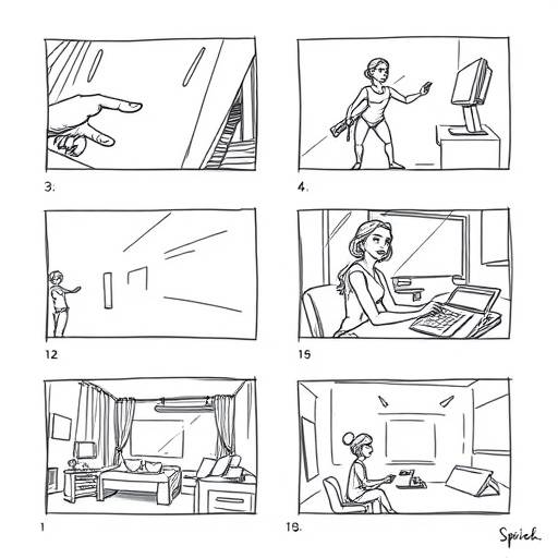 Storyboarding icon, a series of sketched panels
