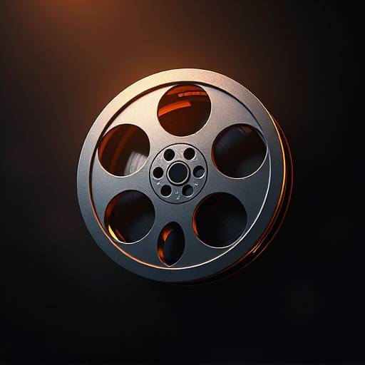 Video editing icon, a film reel with editing tools